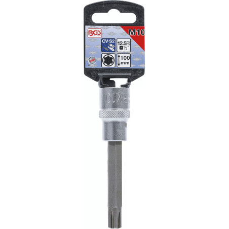 Douilles à embouts | longueur 100 mm | 12,5 mm (1/2") | profil cannelé (pour RIBE) M10