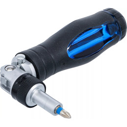 Jeu d’embouts de tournevis articulé | avec poignée rotative à fonction cliquet, réversible | 14 pièces