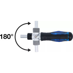 Jeu d’embouts de tournevis articulé | avec poignée rotative à fonction cliquet, réversible | 14 pièces