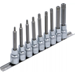 Jeu de douilles à embouts | 12,5 mm (1/2") | Profil T (pour Torx) avec perçage | 9 pièces