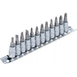 Jeu de douilles à embouts | 6,3 mm (1/4") | fente, cruciforme PH / PZ | 12 pièces