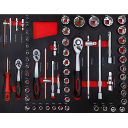 Servante d’atelier | 6 tiroirs | 1 porte latérale | avec 158 outils