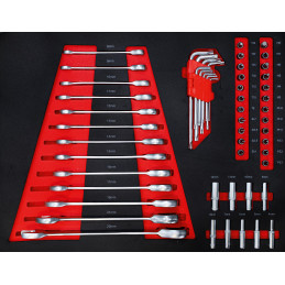 Servante d’atelier | 6 tiroirs | 1 porte latérale | avec 158 outils