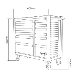 CHARIOT À OUTILS À 12 TIROIRS - VERT - OUTILS INCLUS