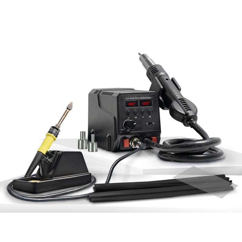 Station de soudage plastique 2-en-1 à air chaud et fer chaud