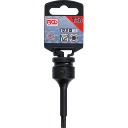 Douille à embouts à choc | longueur 75 mm | 12,5 mm (1/2") | profil T (pour Torx) T30