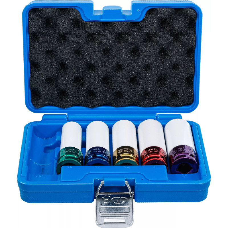 Jeu de douilles de puissance avec protection | 12,5 mm (1/2) | 15 / 17 / 19 / 21 / 22 mm / MS17 | 6 pièces