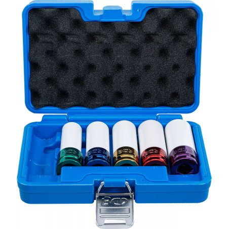 Jeu de douilles de puissance avec protection | 12,5 mm (1/2) | 15 / 17 / 19 / 21 / 22 mm / MS17 | 6 pièces