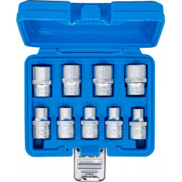 Jeu de douilles, profil E | 12,5 mm (1/2") | E10 - E24 | 9 pièces