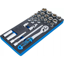 Jeu de clé à douilles | en pouce | 12,5 mm (1/2) | 27 pièces