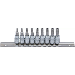 Jeu de douilles à embouts | 6,3 mm (1/4") | Profil T (pour Torx) avec perçage T10 - T50 | 9 piéces