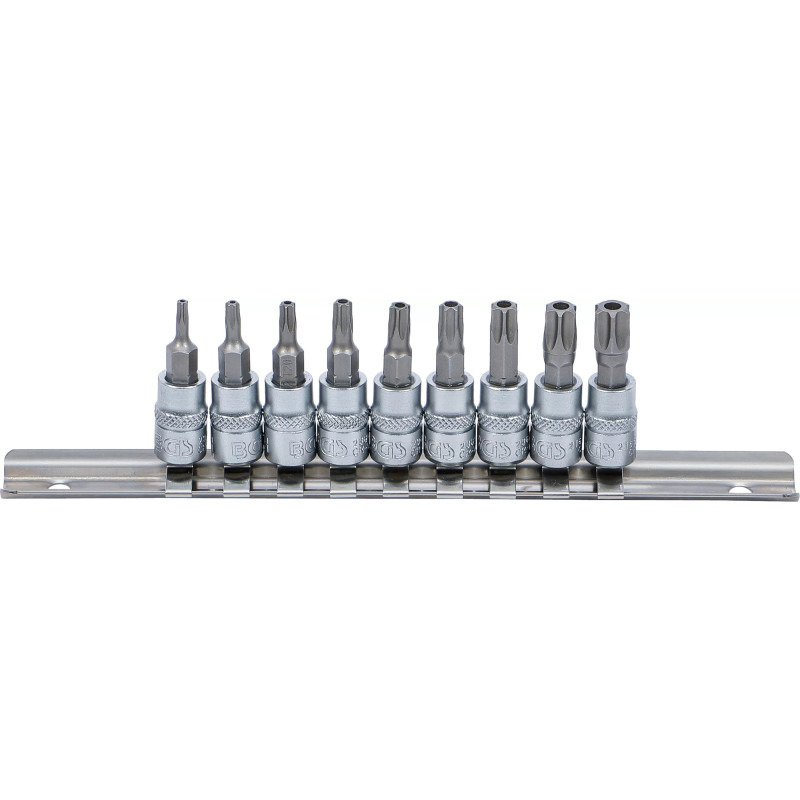 Jeu de douilles à embouts | 6,3 mm (1/4") | Profil T (pour Torx) avec perçage T10 - T50 | 9 piéces