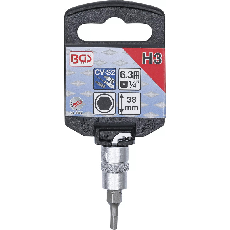 Douille à embouts | 6,3 mm (1/4") | six pans intérieurs 3 mm