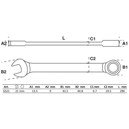 Clé mixte à cliquet | 21 mm
