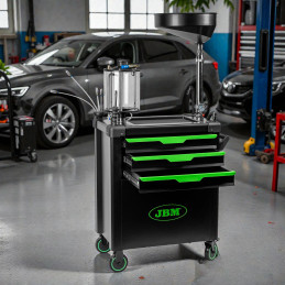 CHARIOT DE RÉCUPÉRATION D’HUILE AVEC SYSTÈME D’ASPIRATION ET COMPARTIMENTS