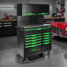 SERVANTE À OUTILS 11 TIROIRS - VERTE - VIDE -