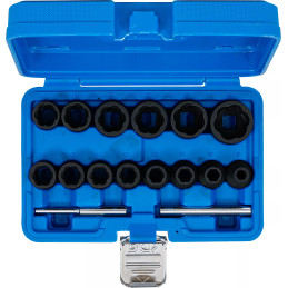 Jeu de douilles spiralées/extracteur de vis | 12,5 mm (1/2") | 8 - 27 mm | 16 pièces
