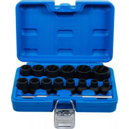 Jeu de douilles spiralées/extracteur de vis | 12,5 mm (1/2") | 8 - 27 mm | 16 pièces