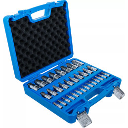 Jeu de douilles à embouts | 6,3 mm (1/4") / 10 mm (3/8") / 12,5 mm (1/2") | Six pans femelle 2 - 19 mm / 1/4 - 9/16" |