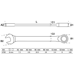 Clé mixte à cliquet | à couder | 10 mm