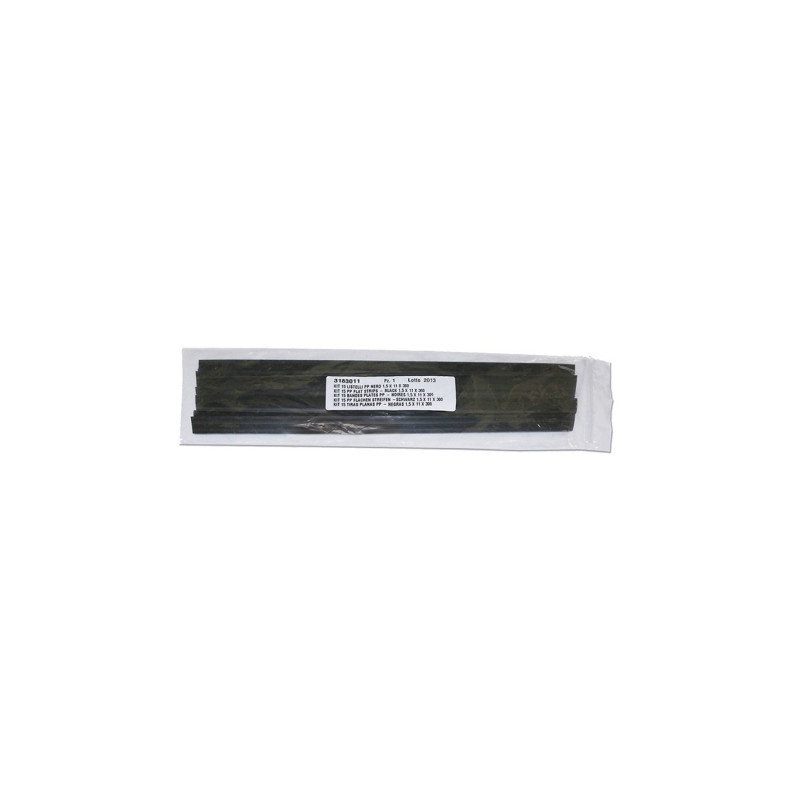 Kit de 15 bandes plates noires en PP 1,4 x 10 x 300 mm