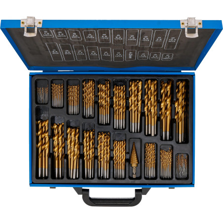 Jeu de forets à étages | HSS | traitement au nitrure de titane | 1 - 10 mm | 231 pièces