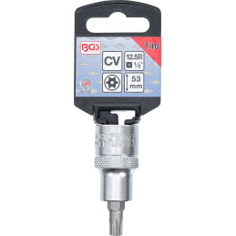 Douille à embouts | 12,5 mm (1/2") | profil T (pour Torx) avec perçage T40
