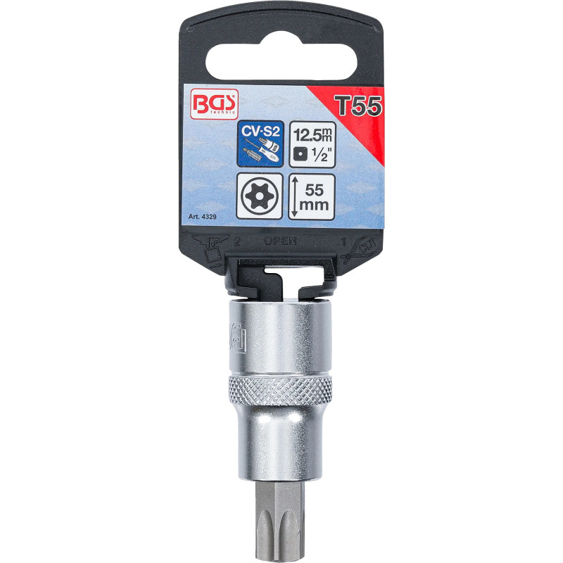 Douille à embouts | 12,5 mm (1/2") | profil T (pour Torx) avec perçage T55