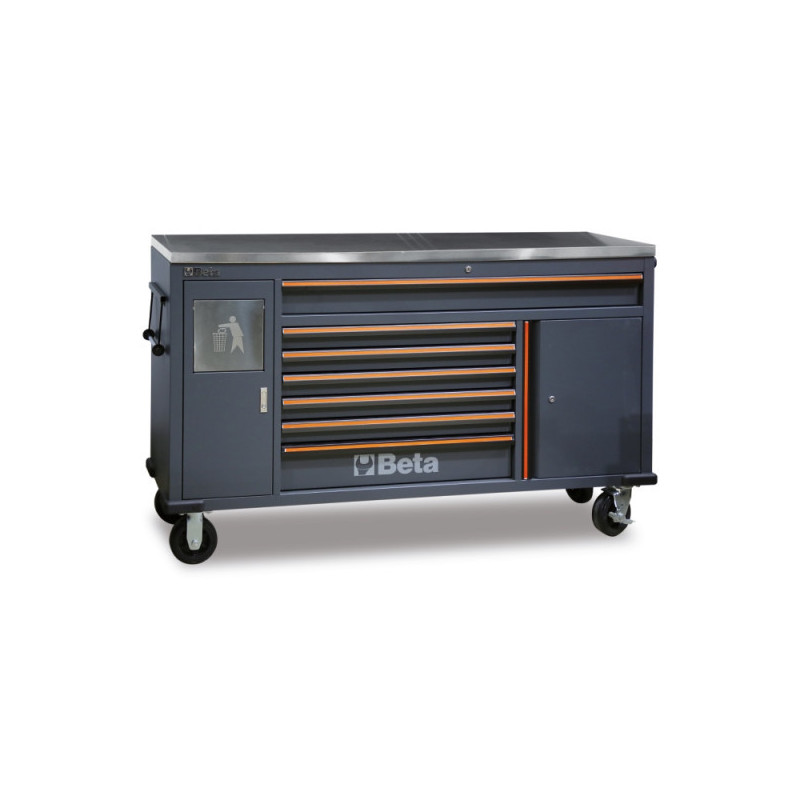 Servante mobile Work Station avec 7 tiroirs et poubelle intégrée