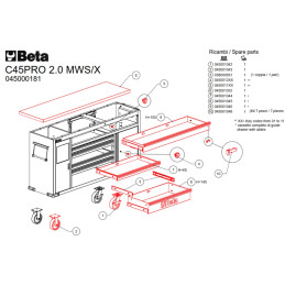 Servante mobile Work Station avec 7 tiroirs et poubelle intégrée