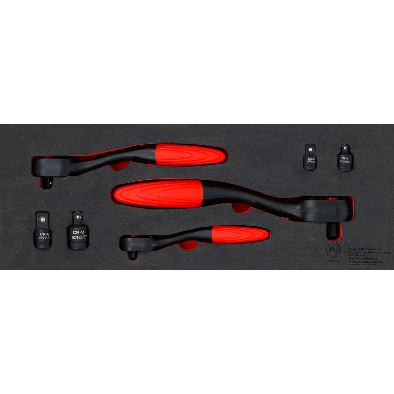 Jeu d’adaptateurs et cliquet réversible empreinte carré mâle 6,3 mm (1/4") - 10 mm (3/8") - 12,5 mm (1/2") | 7 pcs.