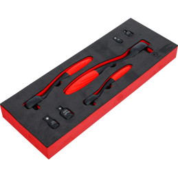 Jeu d’adaptateurs et cliquet réversible empreinte carré mâle 6,3 mm (1/4") - 10 mm (3/8") - 12,5 mm (1/2") | 7 pcs.