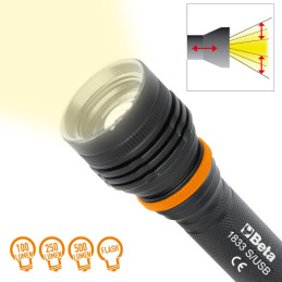 Torche LED à haute luminosité rechargeable en aluminium anodisé, 500 lumens