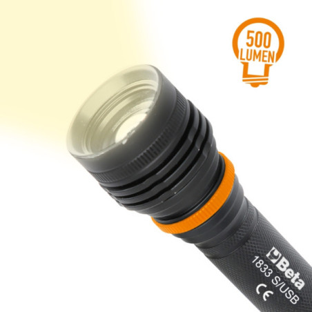 Torche LED à haute luminosité rechargeable en aluminium anodisé, 500 lumens