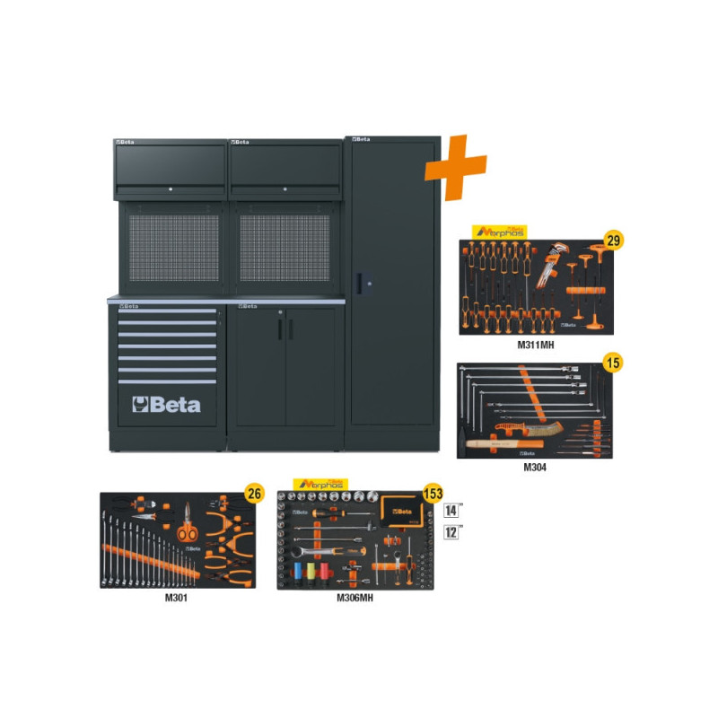 Combinaison d’ameublement d’atelier RSC50 2.0 comprenant 223 outils