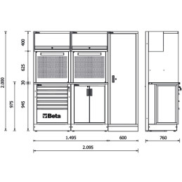 Combinaison d’ameublement d’atelier RSC50 2.0 comprenant 223 outils