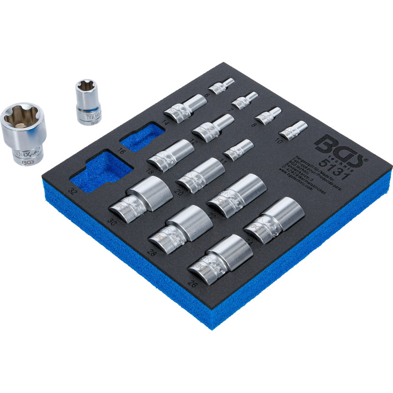 Jeu de douilles, profil T Plus (pour Torx Plus) 16 pcs.