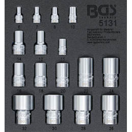 Jeu de douilles, profil T Plus (pour Torx Plus) 16 pcs.