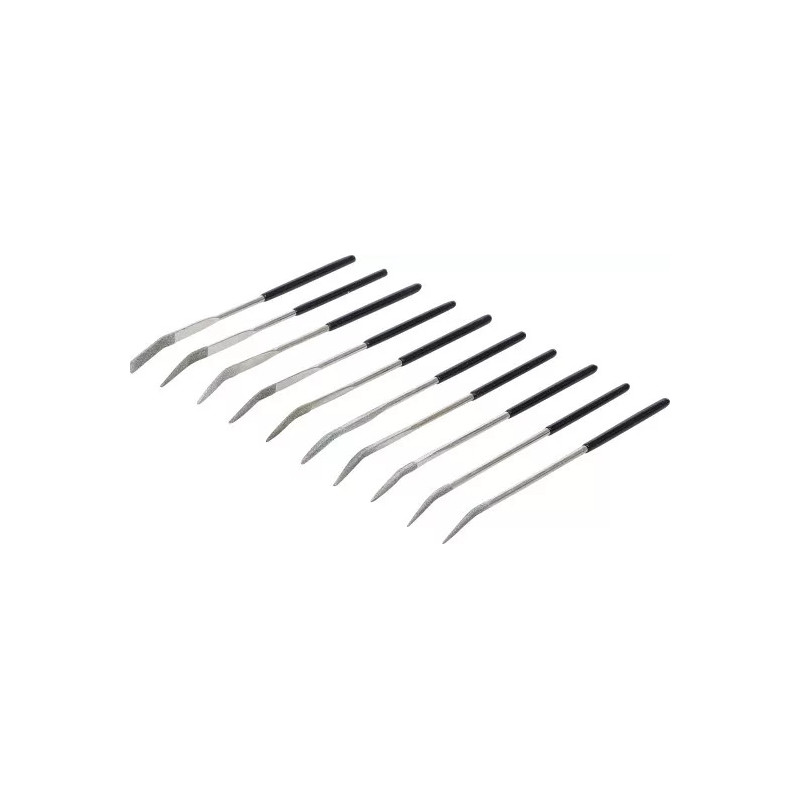 Jeu de limes diamantées de perforation | courbées | 140 x 3 mm | 10 pièces Jeu de limes diamantées de perforation | courbées | 140 x 3 mm | 10 pièces