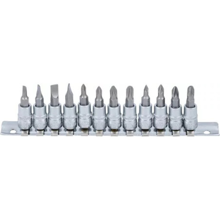 Jeu de douilles à embouts | 6,3 mm (1/4") | fente, cruciforme PH / PZ | 12 pièces