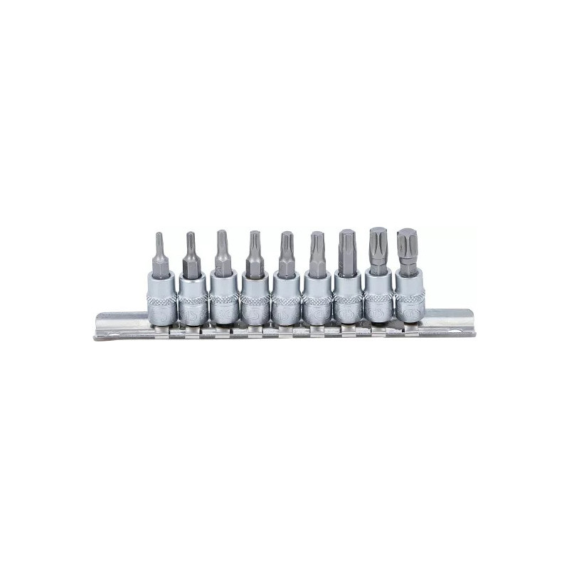 Jeu de douilles à embouts | 6,3 mm (1/4") | Profil T (pour Torx) T10 - T50 | 9 piéces Jeu de douilles à embouts | 6,3 mm (1/4") | Profil T (pour Torx) T10 - T50 | 9 piéces