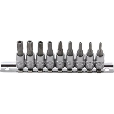 Jeu de douilles à embouts | 6,3 mm (1/4") | Profil T (pour Torx) avec perçage T10 - T50 | 9 piéces