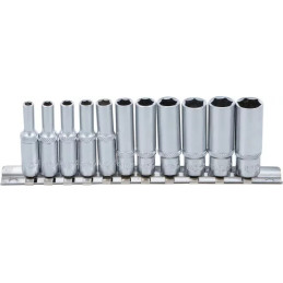 Jeu de douilles, six pans, longues | 6,3 mm (1/4") | 4 - 13 mm | 11 pièces