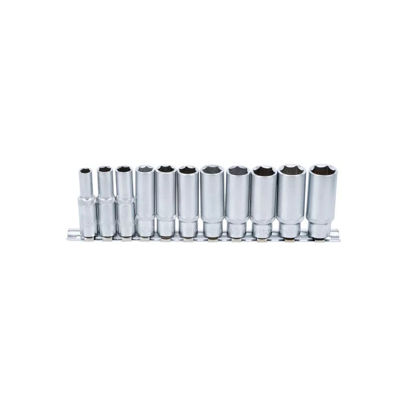 Jeu de douilles, six pans, longues | 10 mm (3/8") | 8 - 19 mm | 11 pièces Jeu de douilles, six pans, longues | 10 mm (3/8") | 8 - 19 mm | 11 pièces