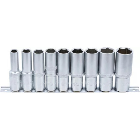 Jeu de douilles, six pans, longues | 12,5 mm (1/2") | 10 - 24 mm | 9 pièces