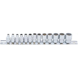 Jeu de Douilles, douze pans | 6,3 mm (1/4") | 4 - 14 mm | 13 pièces