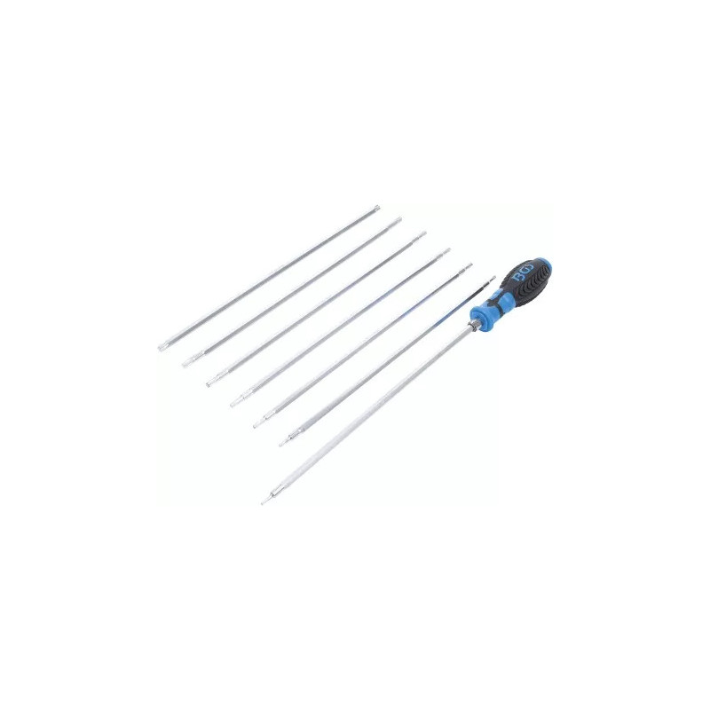Jeu de tournevis avec lames échangeables | Profil T (pour Torx) / profil T (pour Torx) avec perçage | 8 pièces Jeu de tournevis avec lames échangeables | Profil T (pour Torx) / profil T (pour Torx) avec perçage | 8 pièces