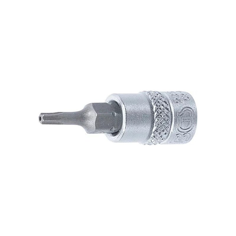Douille à embouts | 6,3 mm (1/4") | profil T (pour Torx) avec perçage T10 Douille à embouts | 6,3 mm (1/4") | profil T (pour Torx) avec perçage T10