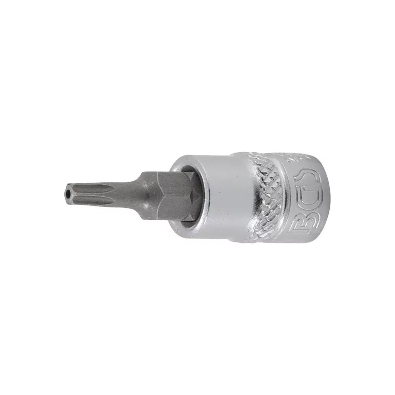 Douille à embouts | 6,3 mm (1/4") | profil T (pour Torx) avec perçage T15 Douille à embouts | 6,3 mm (1/4") | profil T (pour Torx) avec perçage T15