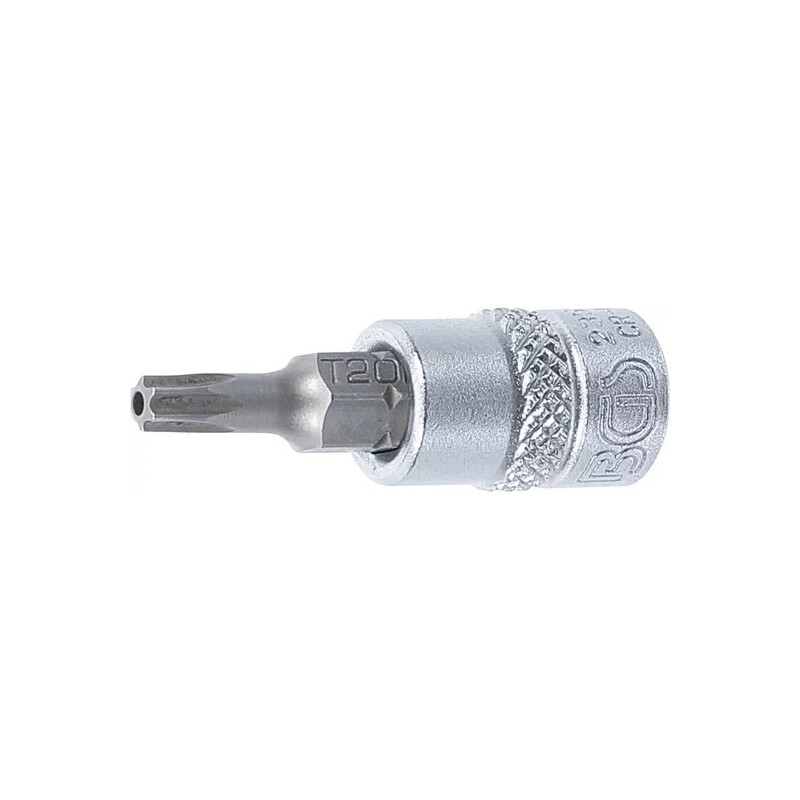 Douille à embouts | 6,3 mm (1/4") | profil T (pour Torx) avec perçage T20 Douille à embouts | 6,3 mm (1/4") | profil T (pour Torx) avec perçage T20